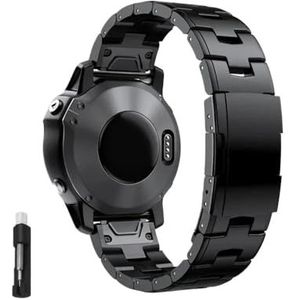 Fit for Garmin 22mm 26mm Quick Fit Titanium Metalen Horlogeband Armband geschikt for Fenix ​​7X 7 6X Pro 5X Plus/Instinct/Epix Band Polsband (Color : Black, Size : 26mm)