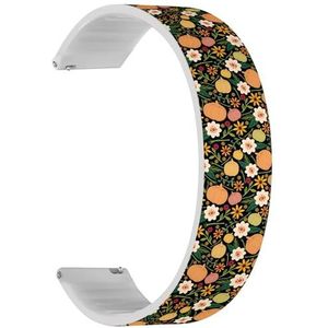 RYANUKA Solo Loop band compatibel met Ticwatch Pro 3 Ultra GPS/Pro 3 GPS/Pro 4G LTE / E2 / S2 (Halloween Flowers Pumpkins Bones Holiday) Quick-Release 22 mm rekbare siliconen band band accessoire,