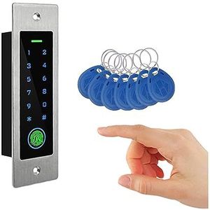 Elektrische poort opener kit, Waterdicht vingerafdruk metalen toegangscontrole toetsenbord RFID125Khz ingebed ontwerp wachtwoordlezer Gate Opener Access Controller(With 10tags)