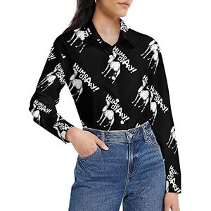Hump Day Damesshirt met lange mouwen, button-down blouse, casual werkshirts, tops, 3XL