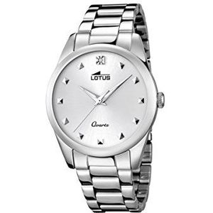 Lotus Dames Quartz Horloge met Witte Wijzerplaat Analoog Display en Zilver RVS Armband 18142/1
