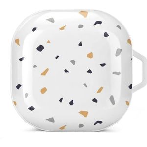 Terrazzo vloerpatroon oordopjes hoesje compatibel met Samsung hard shell beschermhoes witte stijl