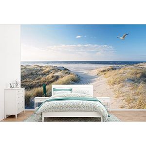 Fotobehang - Duin - Meeuw - Strand - Zee - Zon - 360x240 cm