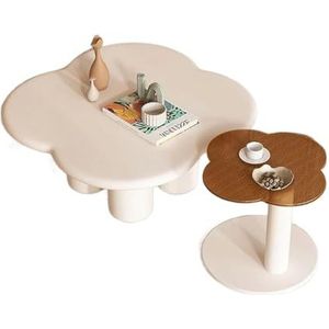 Moderne lage tafel, creatieve salontafel, set van 2, bijzettafel, onregelmatige wolkvormige vloertafel, bijzettafel van gehard glas