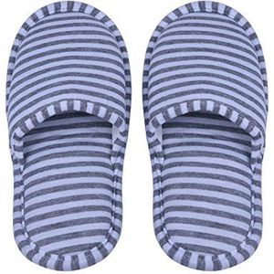 Alomejor 1 Paar Opvouwbare Travel Slippers Draagbare Gestreepte Spa Slippers Wegwerp Wasbaar Binnen Zacht Katoen Anti-slip Slippers met Opbergtas voor Travel Hotel Home(Woman-Grey strepen)