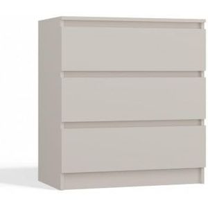 KOBI MALWA M3 ladekast | Moderne ladekast met 3 laden | Minimalistisch ontwerp | Functioneel meubel voor de slaapkamer, woonkamer en kinderkamer (beige-kasjmier)