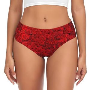 ASFgda Dames ademend rood roos 1 print ondergoed, stretch perfect ondergoed, super zacht comfortabel, verkrijgbaar in grote maten, Zwart, XS