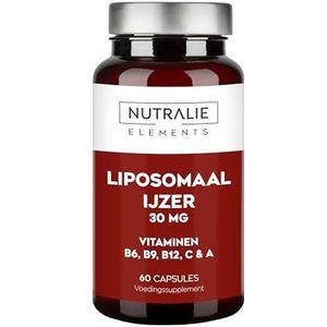 Liposomaal Ijzer 30mg Vermoeidheid en Uitputting - Met Vitamine C, B12, Foliumzuur, A en B6 - IJzersupplement - 60 Capsules Liposomal Iron Nutralie