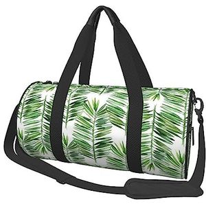 Palmboomprint plunjezak nachttas grote capaciteit opvouwbare uniseks sporttas voor reizen buiten, zwart, één maat, Zwart, Eén maat