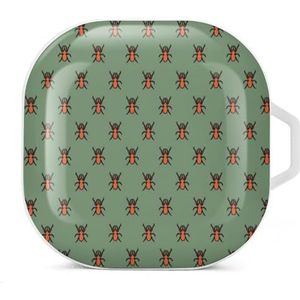 Insectengroen oordopjeshoesje compatibel met Samsung harde beschermhoes in witte stijl