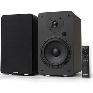 VULKKANO A6 ARC Luidspreker met 16,5 cm (6,5 inch) woofer, Bluetooth 5.0, HDMI ARC, optisch, RCA, USB, met subwoofer-uitgang, hifi-studio-monitoren met elegant design, zwart