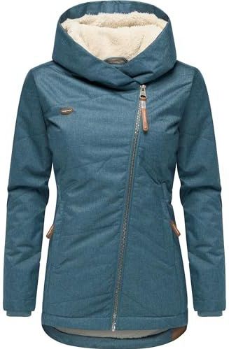 Ragwear Gordon Intl Warme waterdichte winterjas voor dames met siernaden en behaaglijke capuchon, XS-XXL, Stone Blue25, XS