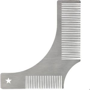 Beard Styling Comb, Men's Shaving Trimming Stencil, Stainless Steel Metal Beard Comb With Built-in Comb Beard Shaping Styling Tool
