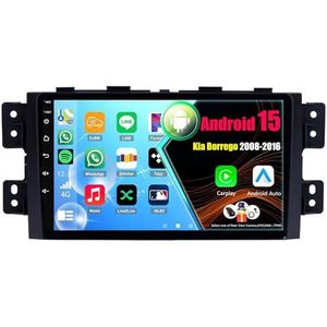 Android 15 Autoradio Voor Kia Borrego 2008-2016 met Draadloze Carplay Android Auto, 9 Inch Autoscherm Soporta Bluetooth WIFI GPS FM/RDS(8Core(8+256GB))