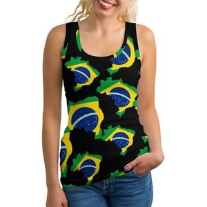 Brazilië Kaart Vlag Vrouwen Tank Top Mouwloos T-shirt Trui Vest Atletische Basic Shirts Zomer Gedrukt