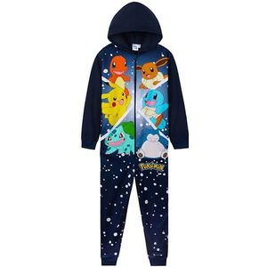 Pokemon Onesie voor jongens, 4-14 jaar, overall jumpsuit voor jongens, knuffelpak voor kinderen, pyjama jongens, marineblauw/meerkleurig, 7-8 Jaar