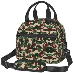 WANGHAHA Camouflage Groene Print Lunch Tas Herbruikbare Geïsoleerde Volwassen Tote Lunch Tas Voor Vrouwen/Mannen Werk Picknick Strand Reizen