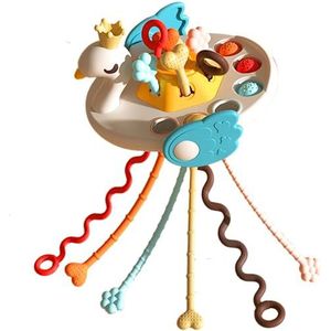 BLOOOK Montessori Speelgoed baby trekkoord UFO siliconen babyspeelgoed sensorisch speelgoed kleine kinderen geschenken voor jongens meisjes babyspeelgoed vanaf 6 9 18 maanden vanaf 1 2 3 jaar (zwaan