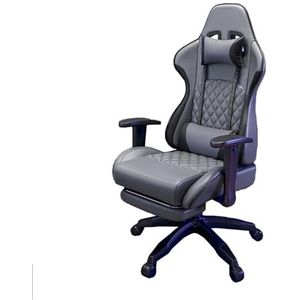 Zware gamingstoel for volwassenen Versterkte basis, verdikt zitkussen, verstelbare armleuning, en hoge ergonomische kantoorcomputerstoel Videogamestoel met voetsteun (Kleur : Grijs, Maat : 36x47cm)
