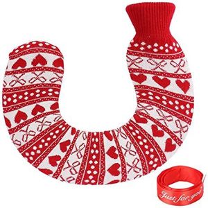 Warmwaterzak, nekschouderwarmer Zacht comfortabel flexibel rubber voor winterreizen(rode strik)
