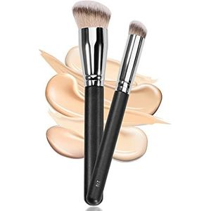 Kugge Under Eye Concealer Brush & Foundation Brush voor vloeibare make-up, 2 STKS make-up borstel set voor base make-up, met dichte synthetische haren voor onder oog concealer, creëer een vlekkeloze look (170 & 270)