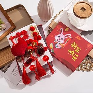 Schattig kindercadeau meisje nieuwjaar haarspeldset hoofddeksels Chinese stijl strik (2#13st)