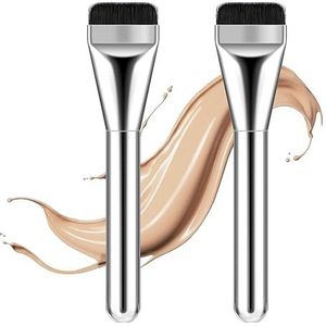 JIAWEILI Twee ultradunne blade foundation make-up make-up borstels Zachte synthetische borstelharen Precisie platte naadloze foundation make-up concealer hoogwaardige make-up borstel