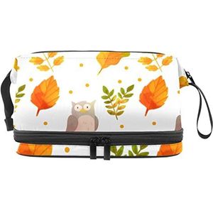 Make-up tas - grote capaciteit reizen cosmetische tas, aquarel herfst dieren, Meerkleurig, 27x15x14 cm/10.6x5.9x5.5 in