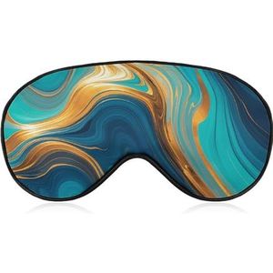Comfortabel oogmasker om te slapen, turkoois, blauw, goud, marmer, bedrukt, lichtblokkerende oogbedekking met verstelbare riem, ooglapjes, blinddoek voor kantoor, dutje en reizen