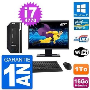 Acer PC X2632G SFF Monitor 27 inch (27 cm), Intel i7-4770, RAM 16 GB, harde schijf 1 TB, Windows 10, WiFi (gereviseerd)