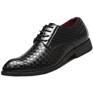 Classic Dress Shoes For Men Fashion Lace-Up Pointed-Toe Oxfords Shoes Business Formal Wedding Shoes(Color:Black,Size:EU 39)