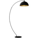 Lindby - booglamp - 1licht - metaal - H: 185 cm - E27 - zwart, goud