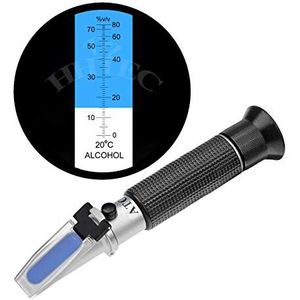 HHTEC Branderij refractometer alcohol 0-80% v/v handrefractometer alcoholmeter voor gedistilleerde dranken en ethanol met water zoals whisky wodka met handleiding in het Duits