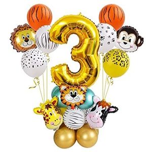 Ballonnen 27 stks Jungle Animal Ballonnen Set Chrome Metallic Latex Ballon 12 inch Gold Number Globos Birthday Party Douche Decor Heliumballonnen (Size : 3)