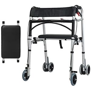 Lange persoon rollators voor senioren lichtgewicht aluminium, stand-up rollator met handrem voor 6'5/6'3 mannen vrouwen volwassenen, belasting 180 kg (kleur: rollator met 4 wielen) (rollator