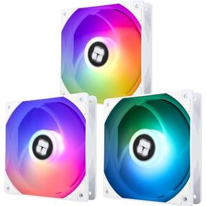 Thermalrlght 120 mm witte ARGB CPU-ventilator, 3 stuks, 1550 RPM, stil, PWM, compatibel met desktophoesjes en CPU-koelers