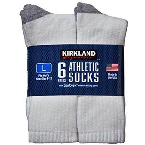 Kirkland Signature TM Athletic Sok voor heren, 6 stuks, Wit, Shoe Size: 8-12