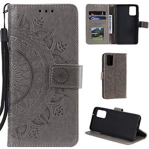 CoverKingz Mobiele Telefoon Case voor Samsung Galaxy A41 - Mobiele Telefoonhoesje met Kaartsleuf voor Galaxy A41 met Cover - Inklapbare Mobiele Telefoon beschermhoes in Mandala Grijs