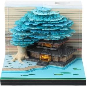 MYBAQ, 3D Tree House Artsy Pads Kalender, Tijdstuk Kalender 2024, 3D Memo Pad met Pen Houder met Licht, Creatief Boomhuis Sculptuur Cadeau voor Kunstenaars en Studenten
