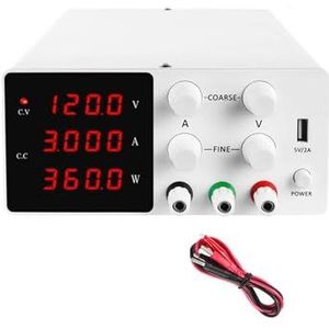 Tafelvoeding van laboratoriumkwaliteit, Verstelbare 120V 3A DC-voeding USB LED Digital Lab Bench Voedingsbron Gestabiliseerde voeding Voltage Regulator Switch Eenvoudig in te stellen en te gebruiken(1