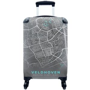 MuchoWow® Koffer - Stadskaart - Veldhoven - Grijs - Blauw - Past binnen 55x40x20 cm en 55x35x25 cm - Handbagage - Trolley - Fotokoffer - Cabin Size - Print