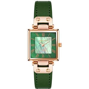 Anne Klein Dameshorloge op zonne-energie met analoge display en lederen armband AK3896RGGN groen, Groen, riem