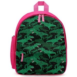 Retro Groene Dinosaurus Rugzak Gedrukt Laptop Rugzak Schoudertas Causale Reizen Dagrugzak voor Mannen Vrouwen Roze Stijl