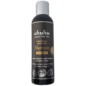 ahuhu ESSENTIAL ANTI-AGE Shampoo (200 ml) – haarshampoo met radiancyl en pepermunt-extract, vermindert haaruitval, bevordert haardichtheid en volume, siliconenvrij, voor dames en heren, veganistische