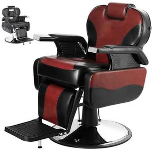 SAYEYBU Barber Chair, 360° Swivel Hydraulic Reclining Salon Chair, Heavy Duty Hairdresser Chair with Adjustable Headrest and Footrest, Beauty Spa Equipment for Hair Stylist, Tattoo,Red black