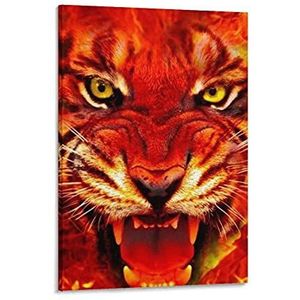 Dier vuur tijger gezicht nieuwigheid canvas poster grappige muurkunst decoratieve opknoping foto voor woonkamer slaapkamer thuiskantoor