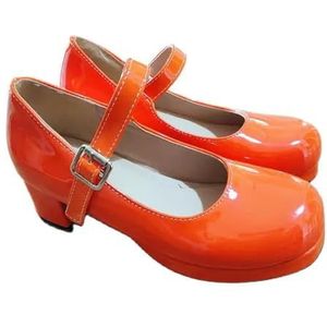 BKYWJTR6 Bruids Bruiloft Grote Maat Sweet Lolita Meisjes Rood Zwart Gesp Decoratie Casual Mary Janes Platform Schoenen Vrouwen Gothic Stijl, Oranje, 39 EU