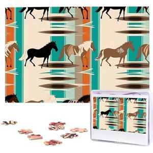 KHiry Puzzels 1000 stuks gepersonaliseerde legpuzzels paard strepen patroon foto puzzel uitdagende foto puzzel voor volwassenen Personaliz Jigsaw met opbergtas (74,9 cm x 50 cm)