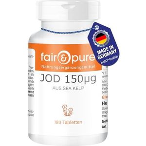 Fair & Pure® - Jodium 150mcg van Kelp (bruinwieren) - vegan - zonder magnesiumstearaat - 180 jood tabletten