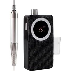 Nagelvijl elektrisch, 35000 RPM elektrische nagelboor, professionele manicuremachine, nagelschuurset, nagelboor, draagbare nagelsalon-polijstapparatuur(Nero)